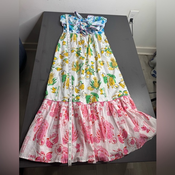 Farm Rio Anthropologie Tiered Cutout Cover-Up Midi Dress Tube Smocked - Picture 12 of 12